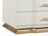 Lexington 3-Drawer Nightstand in Beige with Textured Finish and Gold Finish Handles B009P450613