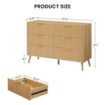 ZUN Bedroom Dresser, 6 Double Dressers with Wavy Drawers, Wooden Chest of Drawers for Children's Room, W1162P190403