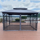 ZUN 13x10 Outdoor Patio Gazebo Canopy Tent With Ventilated Double Roof And Mosquito net W41942174