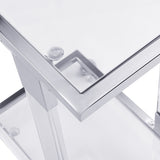 Chrome Glass Side Table, Acrylic End Table, Glass Top C Shape Square Table with Metal Base for W82153573