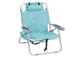 1 PCS Aluminum Beach Chair, 15 Inch Seat Height Teal Tribal Pattern, 5 Positions Reclining Folding 41980863