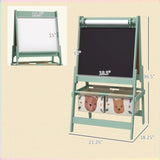 Art Easel with Paper Roll, Blackboard, Whiteboard, Storage, Green 05198404