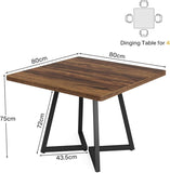 31.5" Square Dining Table for 2-4, Rustic Brown Industrial Kitchen Table with Black Metal Frame, B082P364493