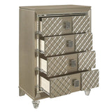 Glamorous Champagne Finish 1pc Chest of 4 Drawers Acrylic Feet Luxury Bedroom Furniture Beveled B011P172674