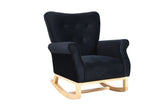 Mid Century Fabric Rocker Chair with Wood Legs and velvet for Livingroom Bedroom W136158988