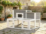 Rabbit Hutch Wooden 2 Story Bunny Cage with Run Waterproof Openable Roof Pull Out Tray Ramp 25143845