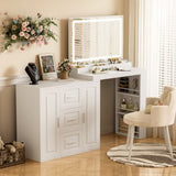 59" Makeup Vanity Desk with Mirror, Vanity Mirror with Lights, Dressing Table with 3 Drawers and 2 74007220