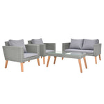 ZUN 4 Piece Outdoor Patio Furniture Set, Resin Rattan and Acacia Wood Chairs Conversation Furniture Set 96267191