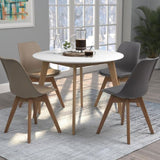 Matte White and Natural Round Dining Table B062P153868