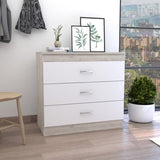 Dresser 29"H, Three Drawers, Metal Hardware, Superior Top, Light Gray / White B097133222
