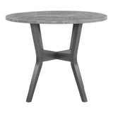 ZUN Beautiful 5-Pc Round Gray Stone Table Glitter Gray Finish Upholstered Chair Dining Room Wooden B011P184962