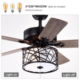 ZUN 52'' Low Profile Ceiling Fan with Lights,Blade Dark Wood Ceiling fan W1592P154458