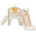 ZUN Kids Slide Playset Structure, Castle Climbing Crawling Playhouse with Slide, Arch Tunnel, Ring Toss, 69695487