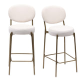 29'' Upholstered Bar Stools Velvet Counter Stool with Backrest & Footrest Set of 2 Round Dining W1757P227878