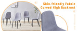 Luxury Simple Chair - Set of 4 Light Gray Linen-Cotton Material High Resilience Dining Chair with W1151P262614