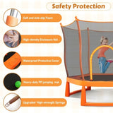 ZUN 6FT Toddlers Trampoline with Safety Enclosure Net Ocean Balls, Fully Protected Indoor Trampoline MS309260AAG