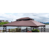 ZUN 13x10 Ft Patio Double Roof Gazebo Replacement Canopy Top Fabric,Brown W41941991