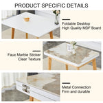 ZUN Imitation marble white sintered stone tabletop with rubber wooden legs, computer desk, W1512P284842