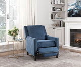 Modern Home Furniture Reclining Chair 1pc Blue Textured Fabric Upholstered Nailhead Trim Solid Wood B011P190688