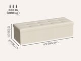 Cream White Folding Storage Ottoman Bench with 660lb Capacity, Ottoman with Storage, Footrest 92751478