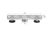 12 Inch Linear Shower Drain with Removable Brick Patterned Grate Cover, 304 Stainless Steel Shower 33804532