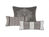 6-Piece Full/Queen 6 Piece Jacquard Quilt Set with Throw Pillows,Grey B035P408226