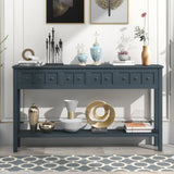 ZUN Rustic Entryway Console Table, 60" Long Sofa Table with two Different Size Drawers and Bottom Shelf 49120288