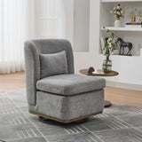 25.2 "Wide Modern Chenille Cushioned Armless Metal Base 360&deg Swivel Chair with Pillow, Suitable for W3118P253949