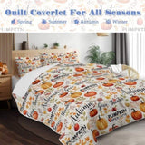Pumpkin Autumn Leaves Design Quilt Set 3 Pieces Queen Size All Seasons Bedding Quilt Bed Set with 2 96849321