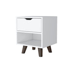 ZUN Carthage Nightstand with 1-Drawer, 1-Open Storage Shelf and Wooden Legs B128P148683