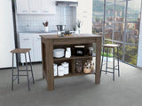 DEPOT E-SHOP Delos Kitchen Island, Four Legs, Three Shelves, Dark Brown B097132965