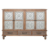 59.06" Chic Natural Wood Accent Cabinet, 4 Doord 3 drawers Sideboard Buffet with Adjustable Shelves, W2295P290643