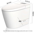 ZUN Smart Toilet Bidet Combo with Foot Sensor Open Cover/Seat, LED Display, Self-Cleaning Nozzle, Heated W1219P232246