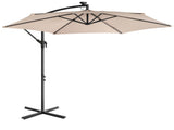 10FT Round Banana Hanging Patio Umbrella with 18 LED Lights, 6 Iron Ribs, Iron Straight & Curved 42956804