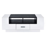 ZUN White and Black Coffee Table with Storage B062P181386