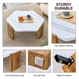 ZUN Modern practical MDF coffee table with white tabletop and wooden toned legs. Suitable for living W1151138529