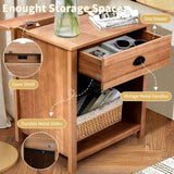 Oak color P2 density board solid wood veneer frame 56*45*65cm one drawer with lower compartment 69514266
