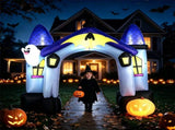 9ft Halloween Inflatable Archway, Ghost Castle Design with Jack-O-Lantern & Bat Banner, 7 LED Light 51644478