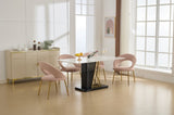 061-Set of 1 Velvet Fabric Chairs With Curved Backrest and Golden Metal Legs for Kitchen or W527P255478