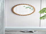 D34" Wood Round Mirror with Beaded Frame, Circle Wall Mirror for Living Room Bedroom Entryway W2078126450
