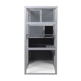 Large Wooden Cat Enclosure with Waterproof Roof and Platforms, Gray W2181P181957