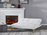 Convertible sofa bed futon with gold metal legs teddy fabric W109768483