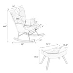 ZUN Rocking Chair with ottoman, Mid Century Fabric Rocker Chair with Wood Legs and Patchwork Linen for W561P175990