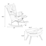 ZUN Rocking Chair with ottoman, Mid Century Fabric Rocker Chair with Wood Legs and Patchwork Linen for W561P175990