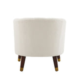 Upholstered Barrel Accent Chair With Wooden Legs N768P175907W