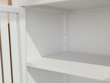 White bamboo storage cabinet, separate bathroom cabinet with 2 doors, floor cabinet organizer for W2207P308780