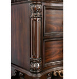 ZUN 1pc Nightstand Only Traditional Brown Cherry Solid wood 2-Drawers Ball Bearing Metal Glides Brass B011135533