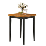 ZUN Oak and Black 5-piece Counter Height Set with Saddle Stools B062P189100