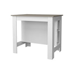 ZUN Aztec Kitchen Island in Melamine with Open Storage, Taupe/white B128P237144