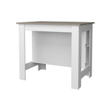 ZUN Aztec Kitchen Island in Melamine with Open Storage, Taupe/white B128P237144